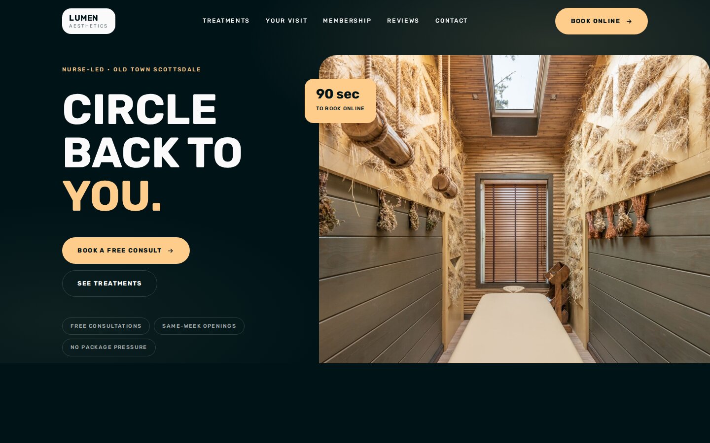 Lumen Aesthetics med spa showcase site