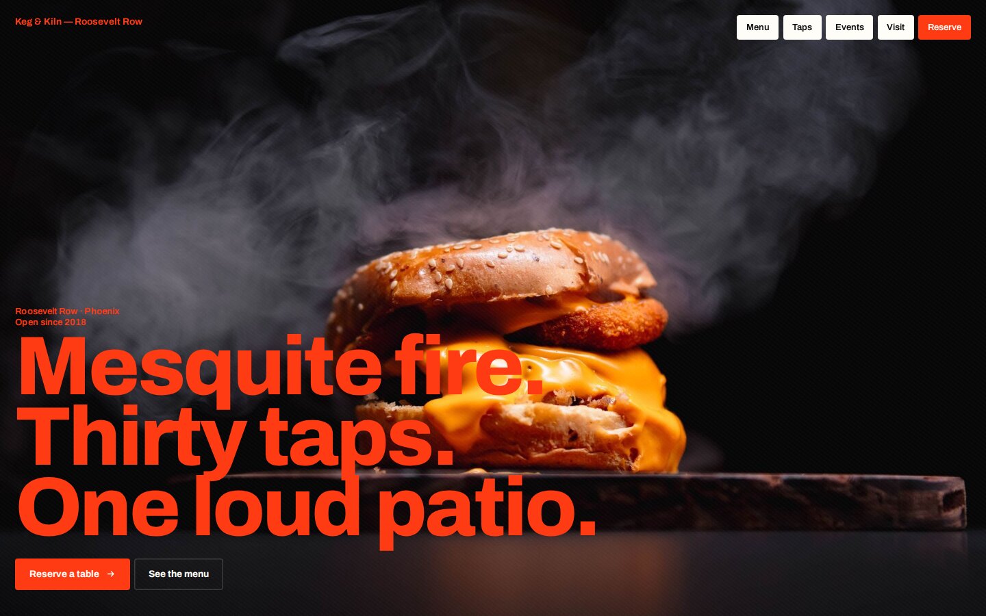 Keg and Kiln restaurant showcase site