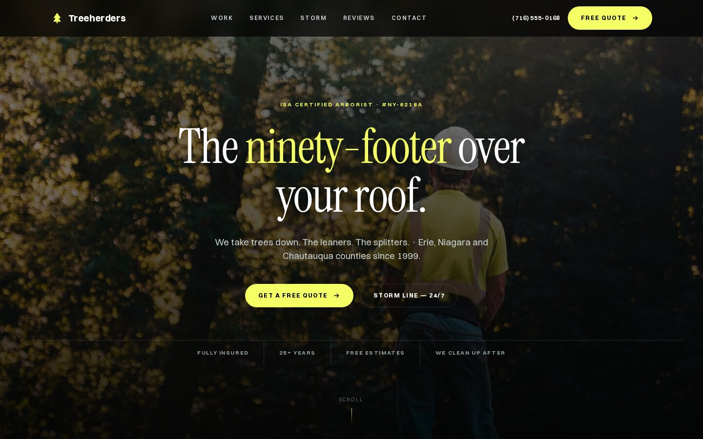 Treeherders tree service showcase site